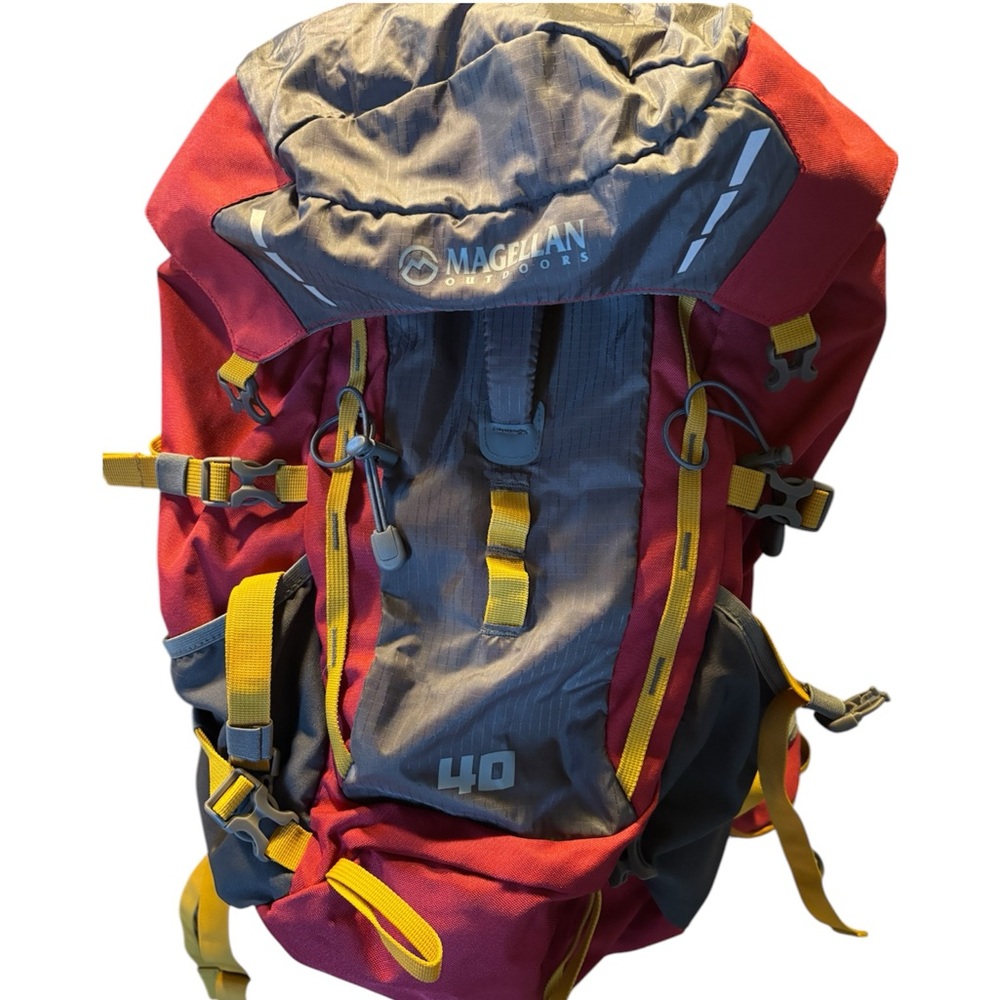 SOLD Magellan Outdoors Red and Gray Backpack 40L